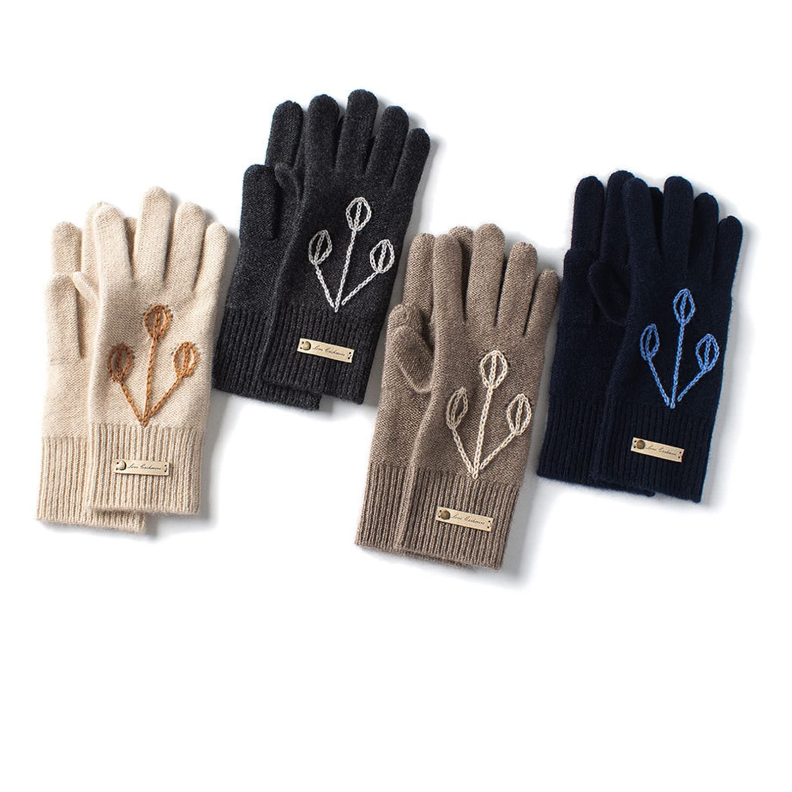 Guantes Invierno Mujer Guantes de Invierno Women's Warm New Hechizo de Hechos a Mano de Punto de Cinco Dedos Guantes de conducción al Aire Libre Guantes Esqui (Color : B)