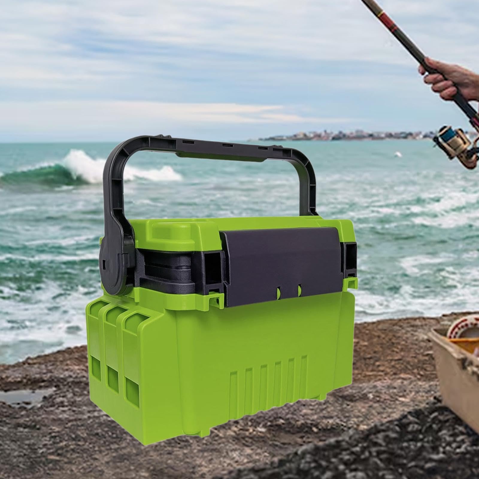 B Baosity Caja de Aparejos de Pesca, Accesorios para Herramientas de Pesca, Organizador Portátil para Exteriores, Estuche Rígido, Portador de Aparejos de Doble