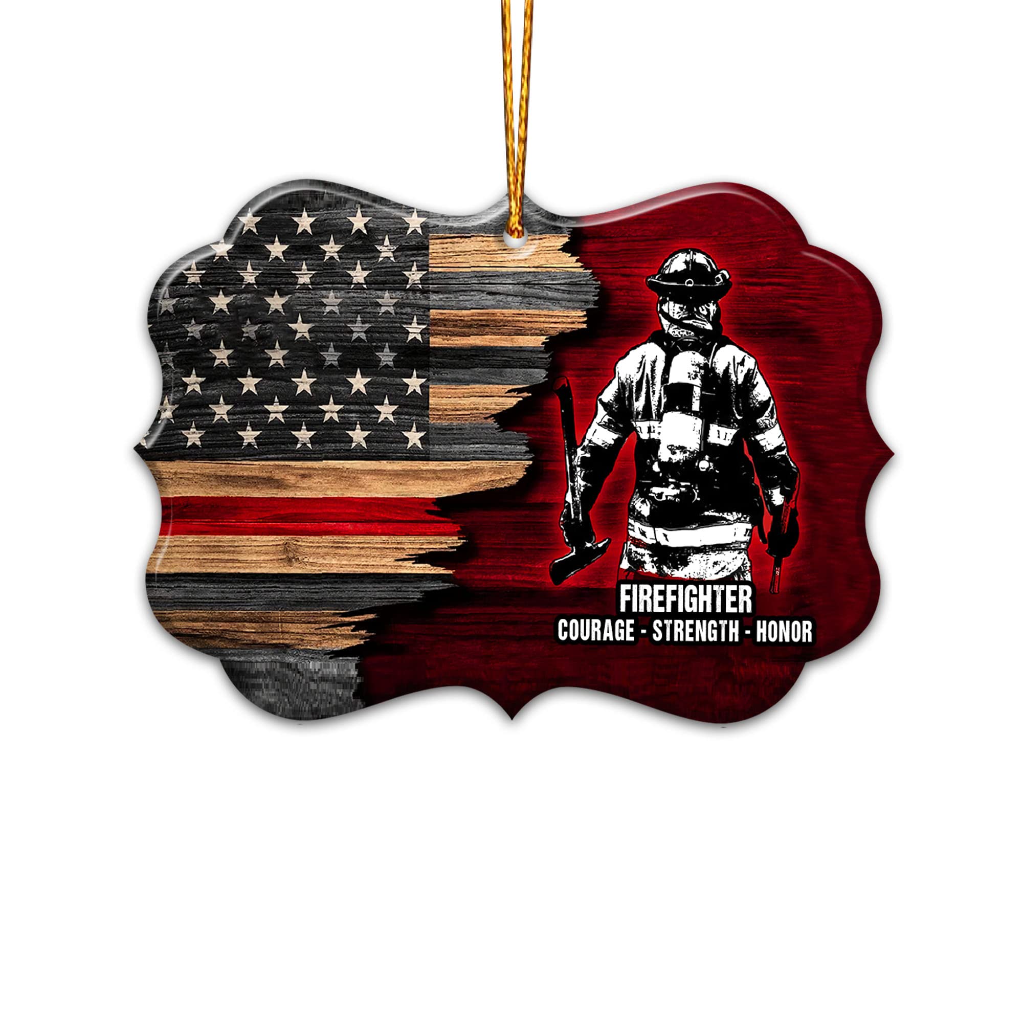 Firefighter Christmas Ornament Tree Decor 2D Flat (Not 3D Ornament), Gifts for Fireman Paramedic EMT Fire Department Smokejumper Responder, Gifts for Him, Rear View Mirror Car Accessories (01)