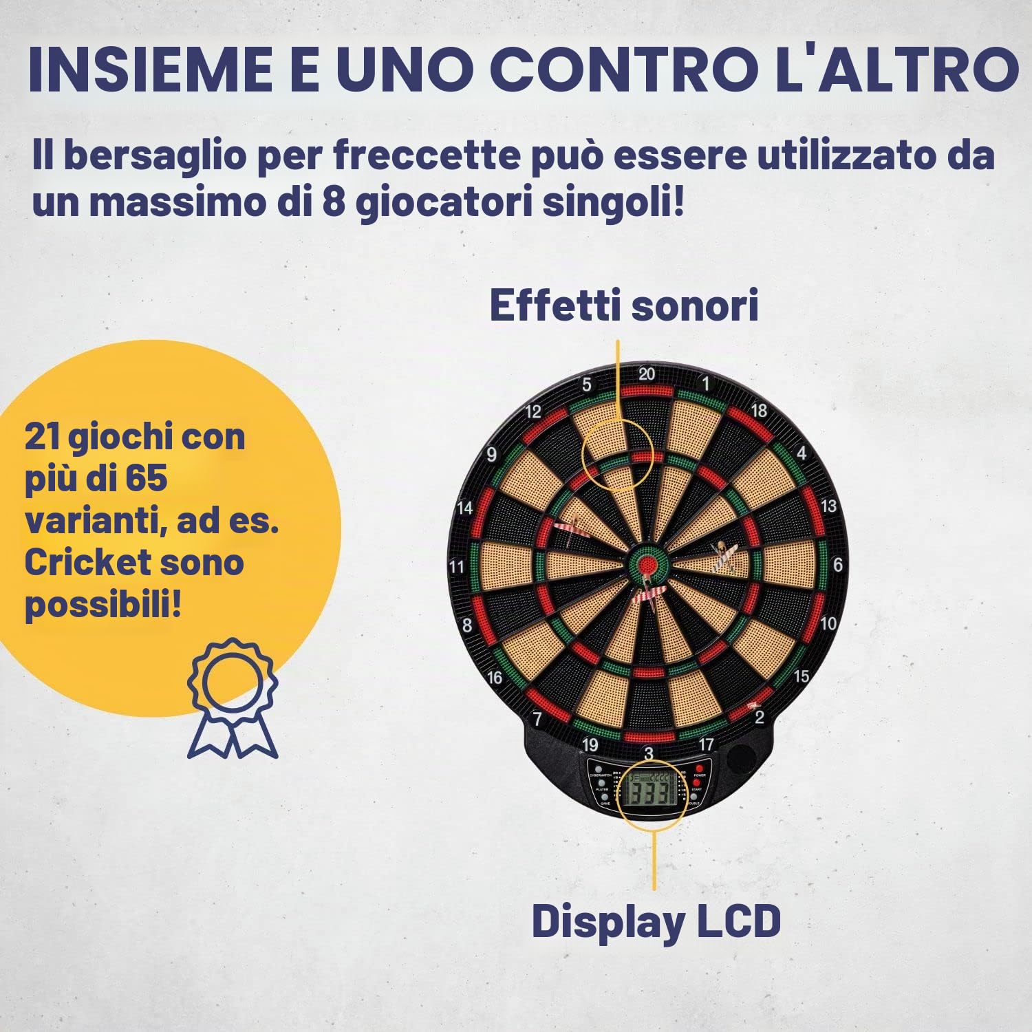 Best Sporting - Bersaglio elettronico per freccette Bristol, con 6 freccette, funzionamento a batteria