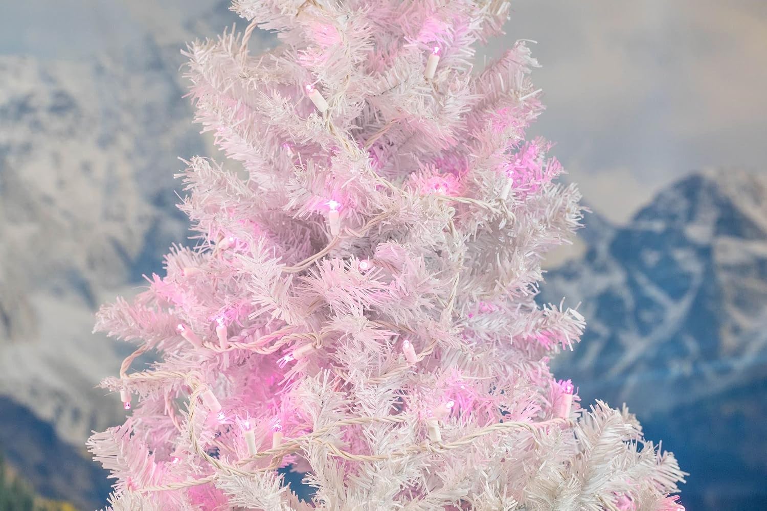 Novelty Lights 25ft Christmas String Lights, 50 Pink LED Bulbs on White Wire, 6" Spacing, Connectable Indoor Outdoor Commercial Grade Lighting for Holidays Patio Weddings