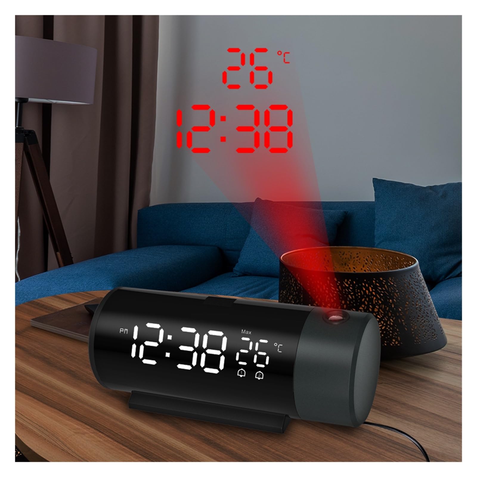 LED Digital Projektion Wecker Uhr Tisch Elektronische Desktop Uhren USB Wake Up Zeit Projektor Snooze Funktion Klare Projektion