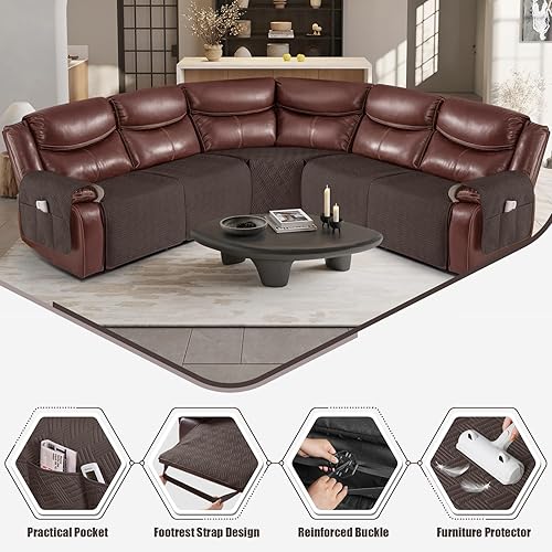 Miniatura 2 de KinCam Fundas impermeables para sofá modular reclinable, fundas de sofá reclinable de gran tamaño para sofá en forma de L, funda de sofá