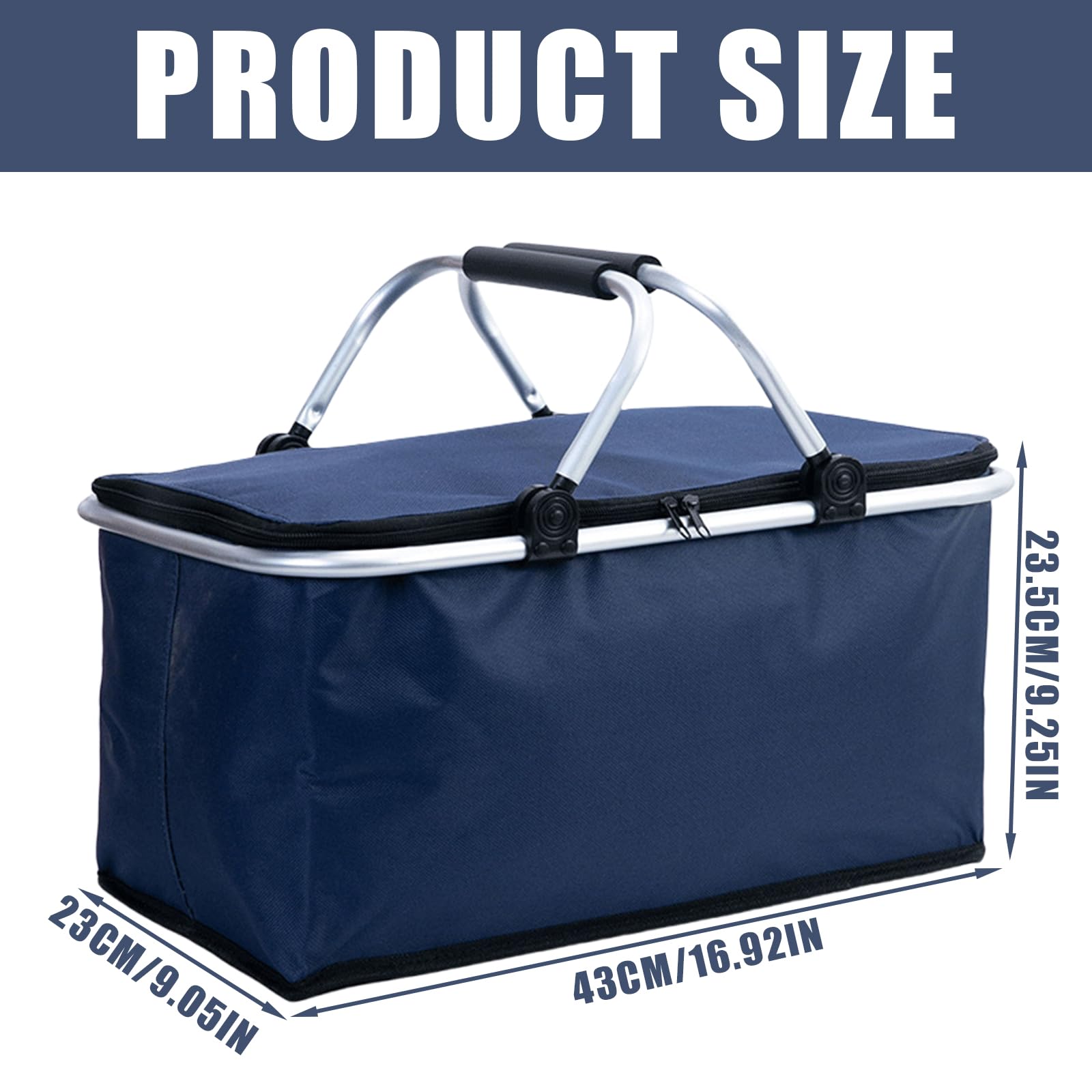 Multifunktionaler Faltbarer Einkaufskorb 30 L Isolierte Picknicktasche für Reisen und Outdoor-Mahlzeiten Frischhaltebehälter Familien Campingkorb