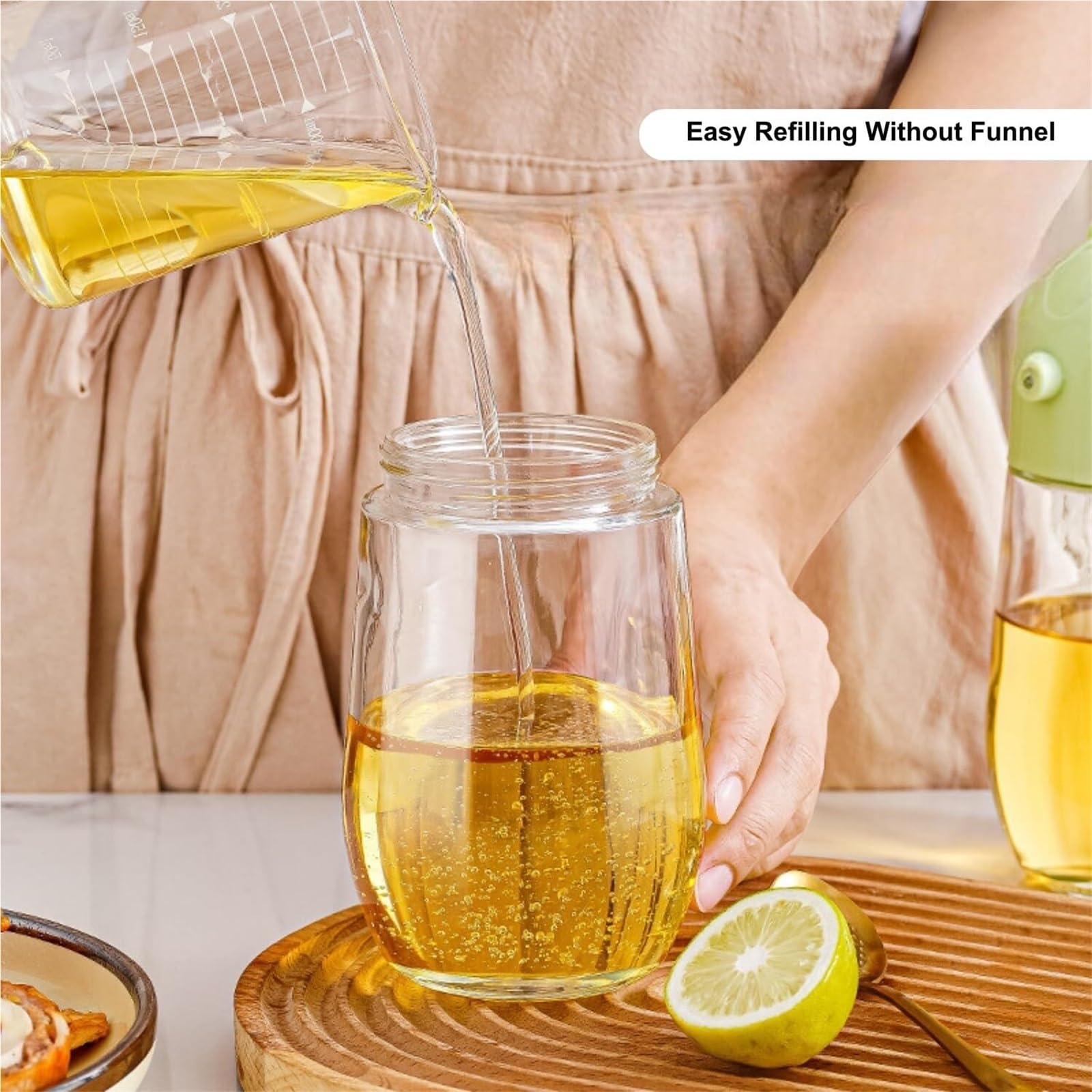 Dispensador de Aceite y Vinagre Pulverizador De Aceite Oliva For Uso Doméstico, Con Apertura Y Cierre Automáticos, For Barbacoa Freidora Aire Jarra de Aceite(Grün)