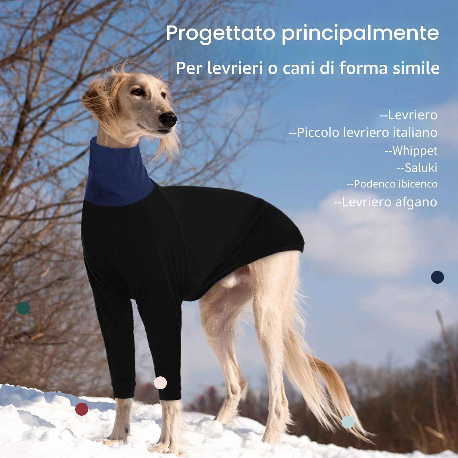 IECOii Maglione levriero per cani maglione dolcevita Saluki Lurcher cappotto invernale caldo Whippet felpa in pile autunno inverno outfit levriero pigiama pullover vestiti invernali per cani XXL