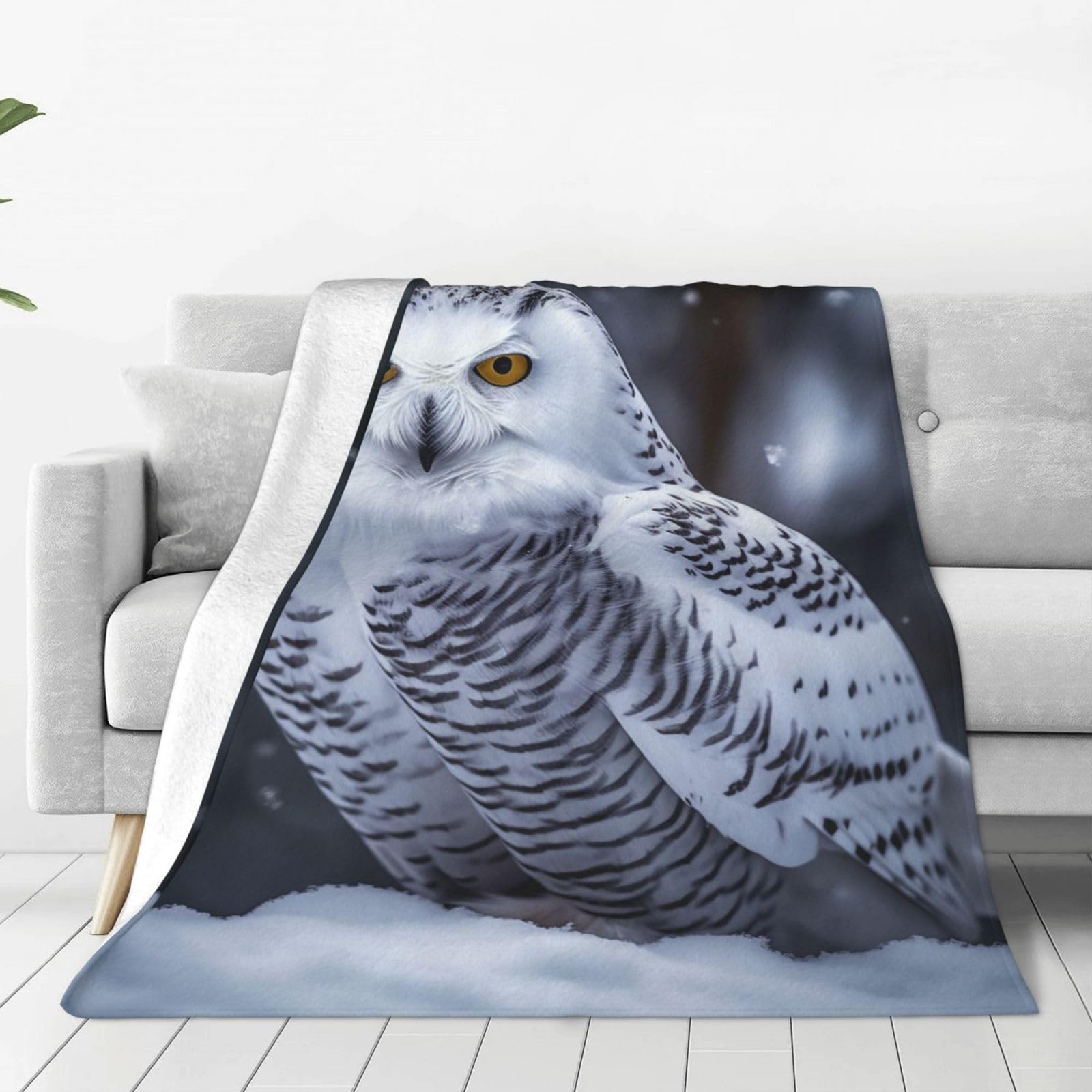 KLOPH Arctic Owl Throw Blanket 40"x30" Flannel Fluffy Warm Blanket for Couch, Reversible Plush Blankets for Bed, Comfy Fuzzy Blanket for Sofa, Plush Lightweight-Blankets for All Season
