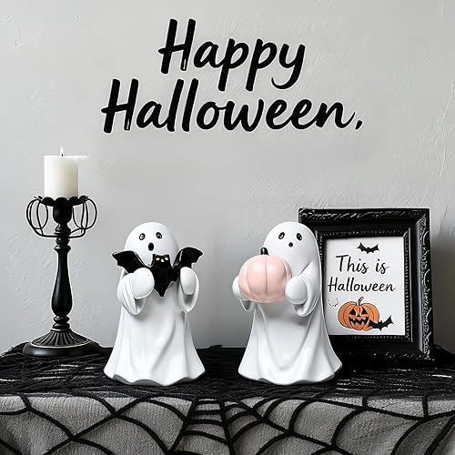 Miniatura 2 de 2 paquetes de figuras de fantasma de Halloween, bonita estatua de Hallowen para decoración del hogar, divertida figura espeluznante de calabazas y