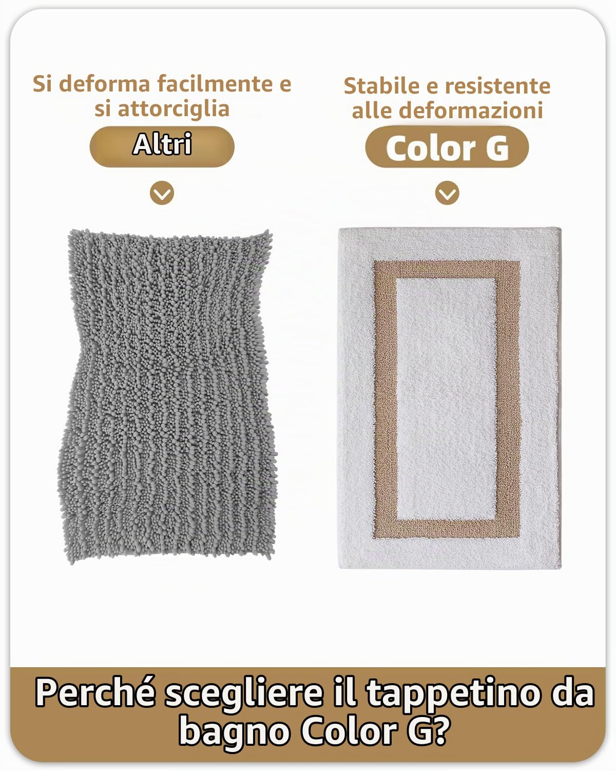 Color & Geometry Tappeto da bagno 61x92 cm, Assorbente acqua e Quick Dry Microfibra Tappeti da bagno, antiscivolo, Lavabile in lavatrice, Tappetino da bagno peluche per il bagno, Cachi