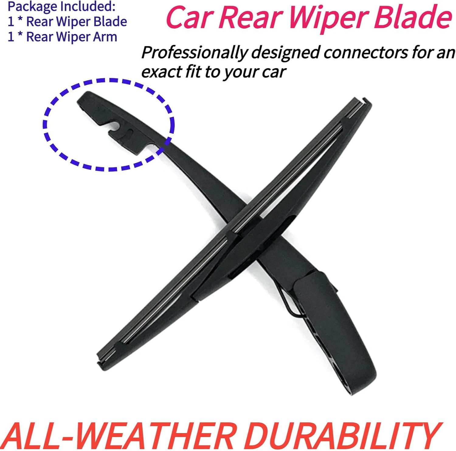 Rear Wiper Blade Arm Set for Mitsubishi Outlander Sport 2021-2024 Eclipse Cross 2018 2019 2020 Exact Fit ES LE SE SEL SP GT S trims Rear Back Windshield Wiper Blade OEM Replacement