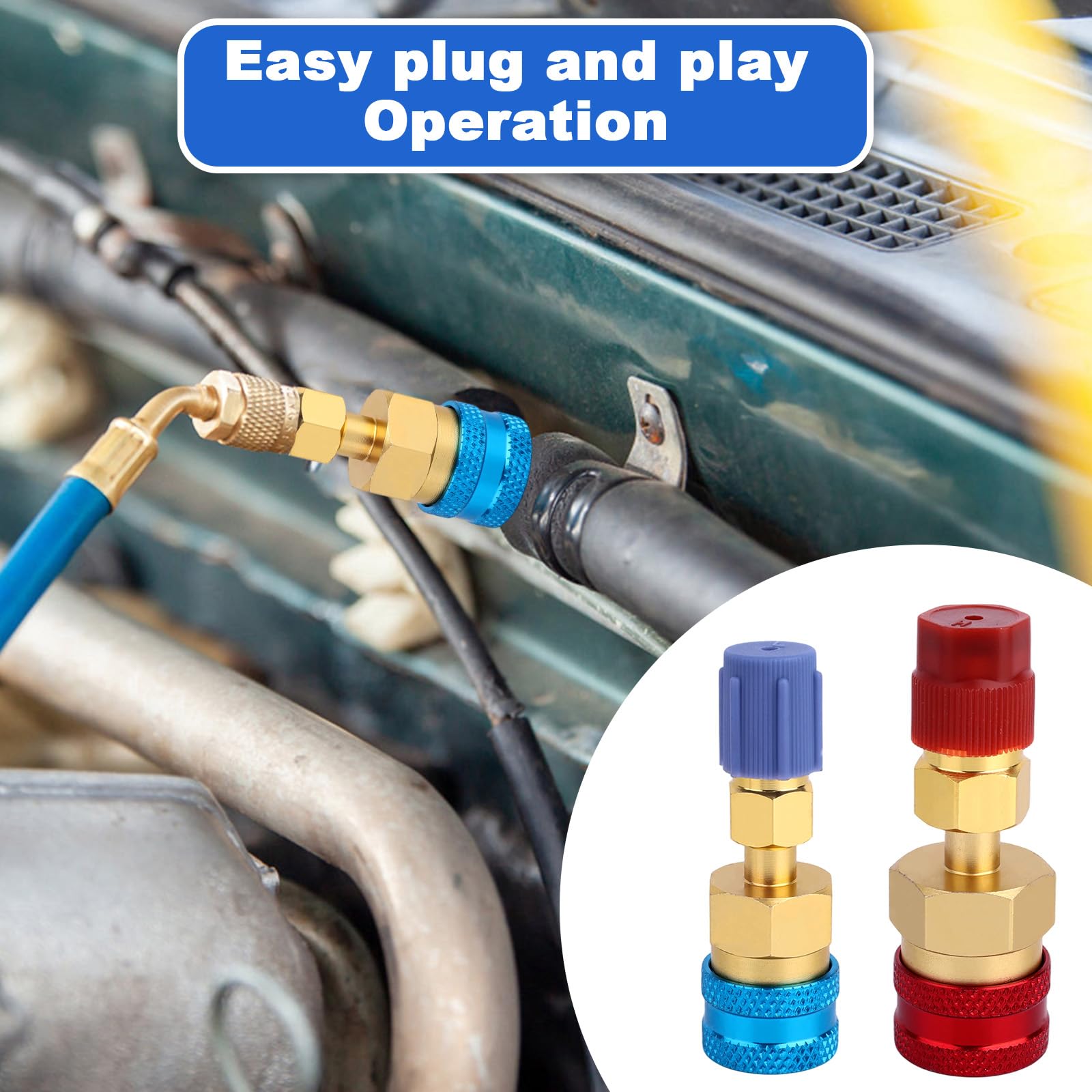 Kit Adattatore R1234yf, Adattatore Premium da R1234yf a R134a Kit di Conversione con Connettore Lato Alta/Bassa Plug And Play per Ricarica e Svuotamento del Refrigerante AC