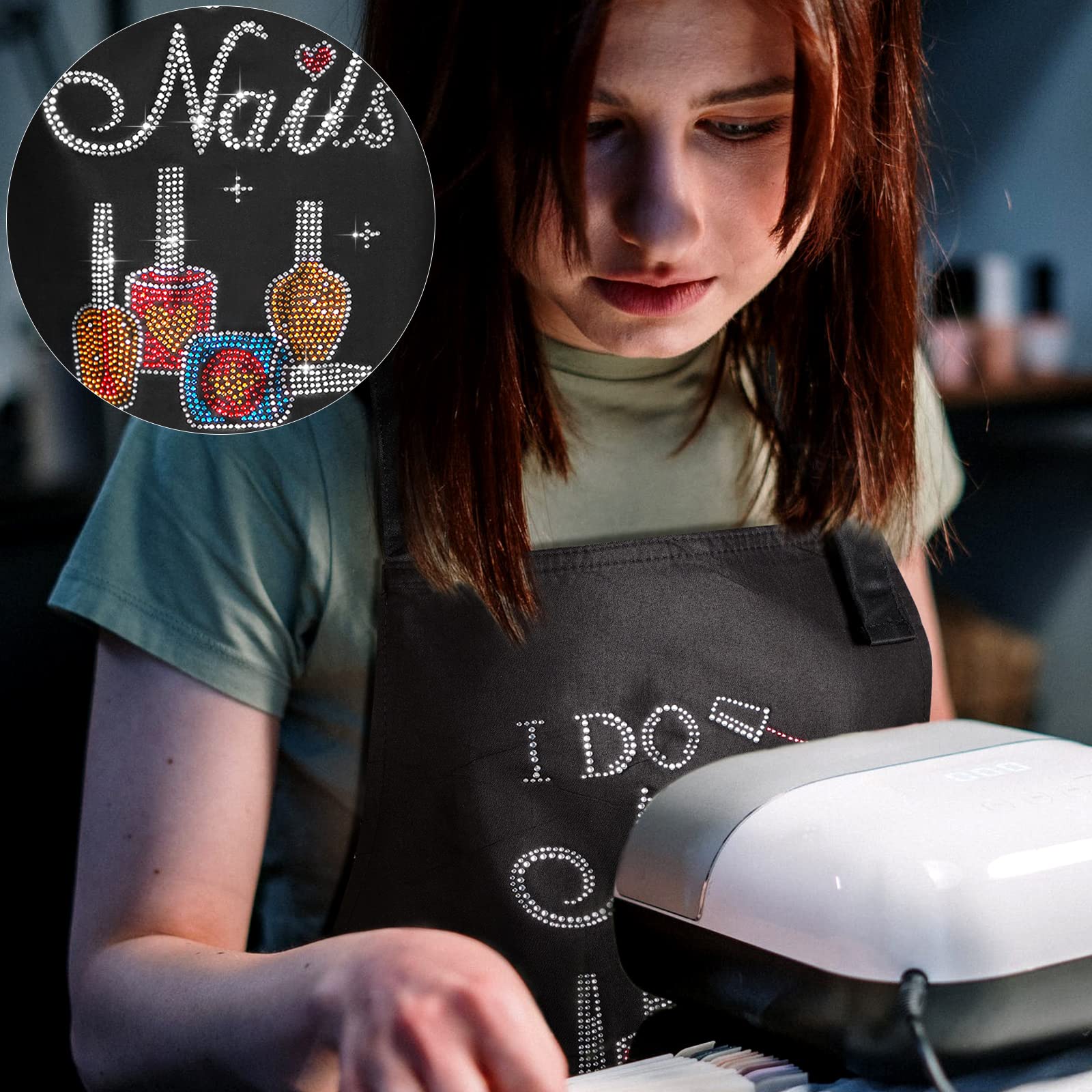 SATINIOR 2 Pcs Nail Salon Gift Nail Tech Apron with Pocket Cosmetology Bib for Manicurist Technician Artist Cafes Kitchen