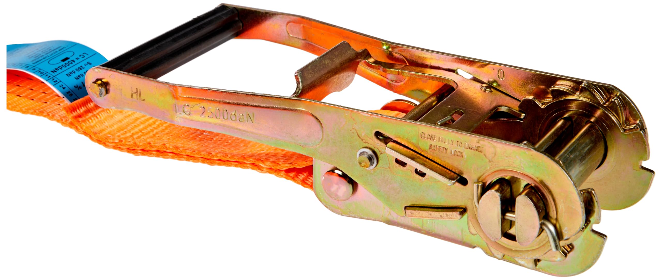Kerbl 37147 Cinghia di Ancoraggio a Cricchetto, 1 Pezzo, 50 mm / 6 m, Forza di Trazione 2000/4000 kg, Arancione (Confezione da 4)