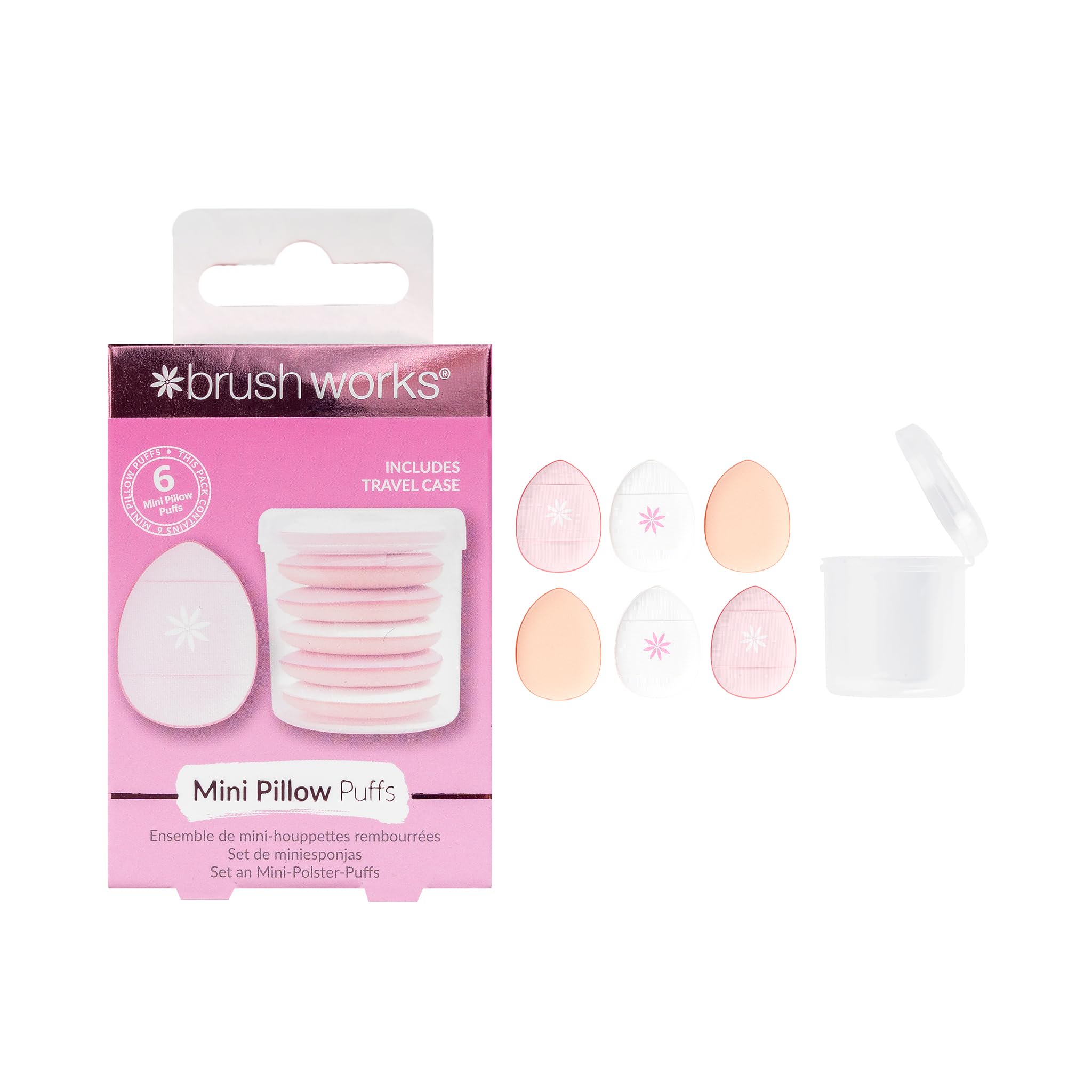 Mini Pillow Puffs – 6 Beauty Sponges with Travel Case, Triangular Makeup Sponges for Precision Blending, Setting & Contouring, Ultra-Soft, Vegan & Cruelty-Free