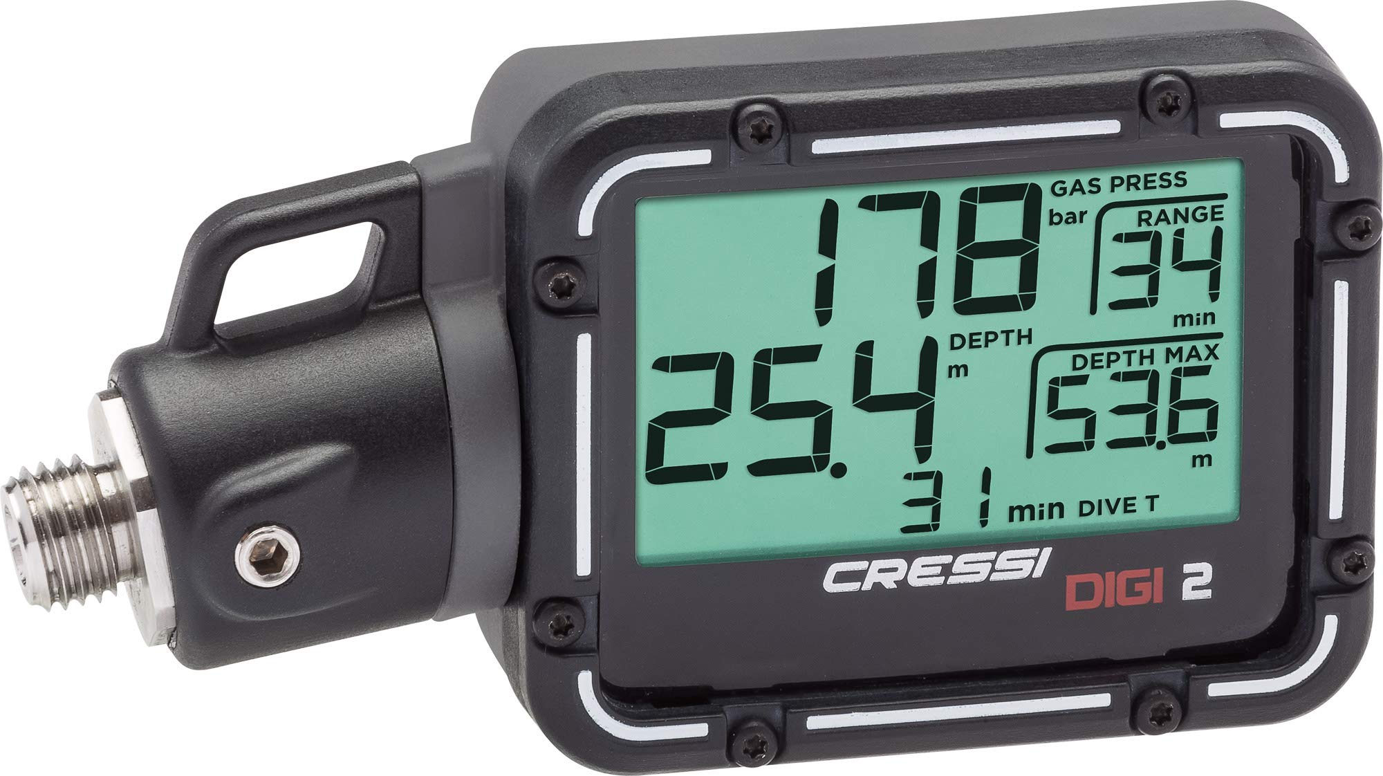 Cressi Digi 2 Manomètre Jauge de Profondeur Thermomètre Montre de Plongée Numérique Gris