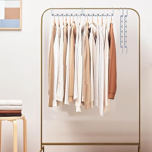 Miniatura 8 de Perchas que ahorran espacio, paquete de 20 perchas mágicas de metal, organizador de perchas para armario, perchas que ahorran espacio, organizador