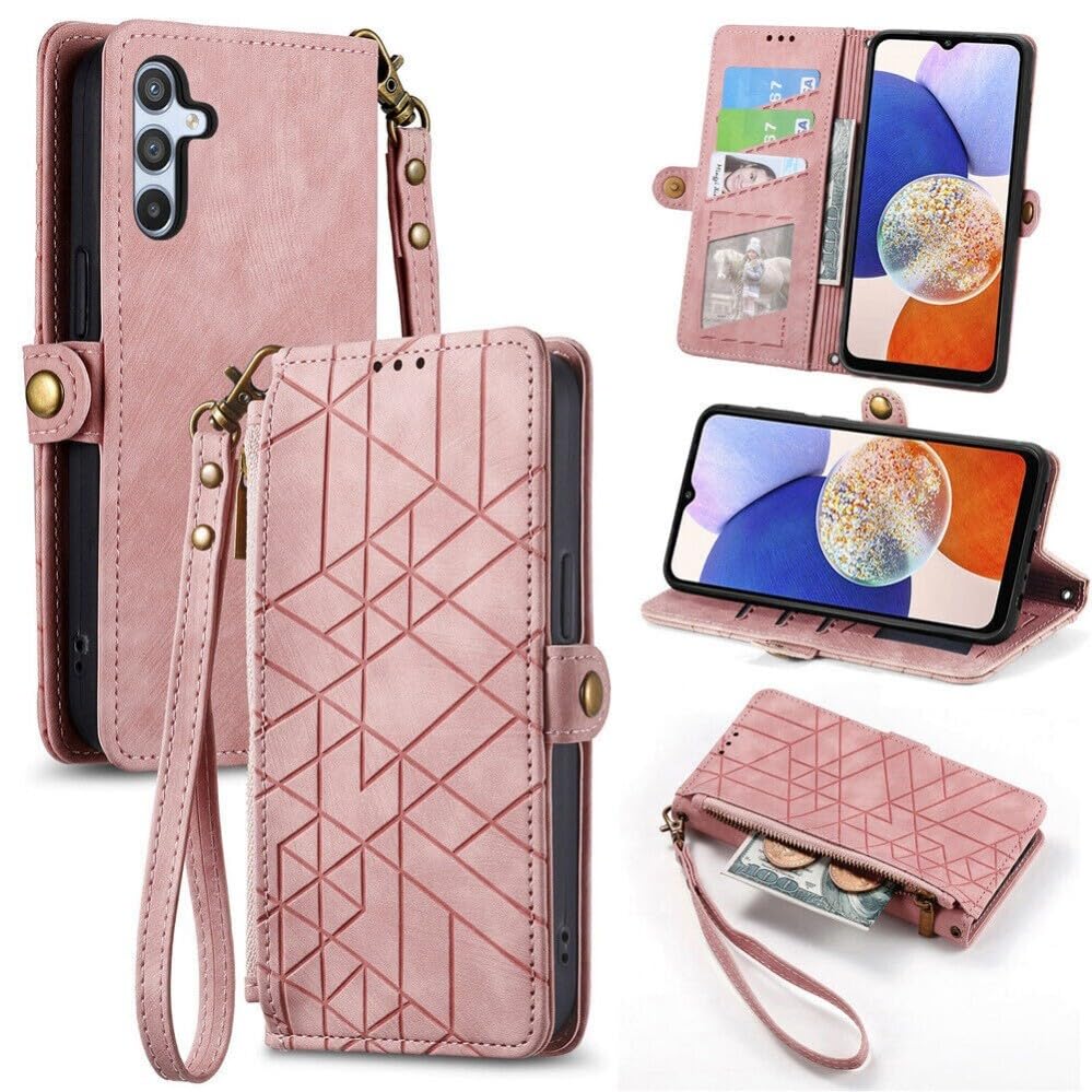 Étui Samsung Galaxy A73 5G Rose : Fini les Sacs Encombrants Grâce au Portefeuille Zip