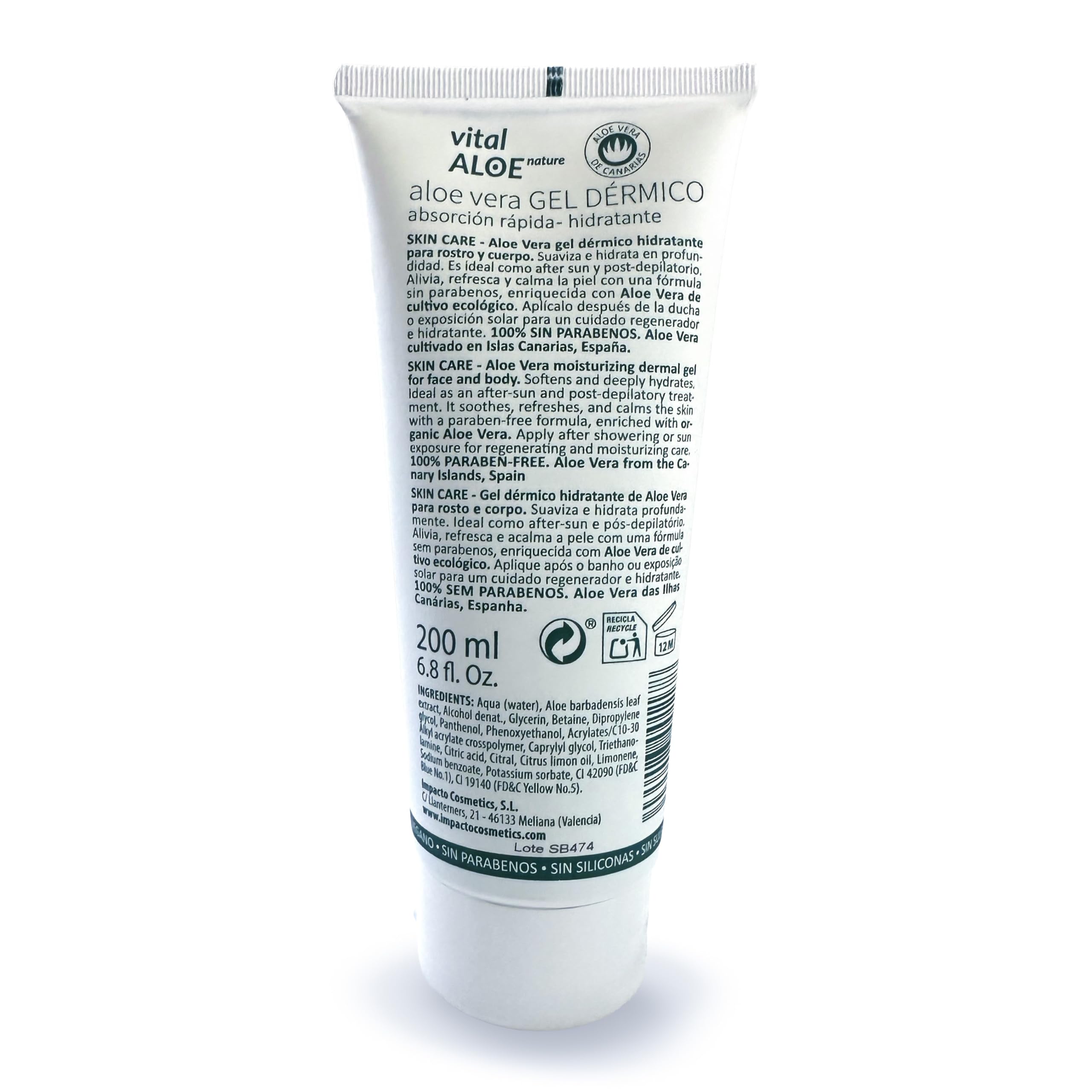 Aloe Vera Dermogel 5x200 ml | Feuchtigkeitsspendendes Gel für Gesicht und Körper mit Bio-Aloe Vera | After Sun und Nach der Haarentfernung | Schnell Einziehend, Vegan, Ohne Parabene und Farbstoffe