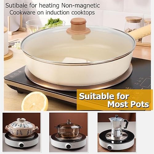 Miniatura 2 de Gocoffun Placa de conducción de calor para estufa de gas, placa adaptadora de acero inoxidable difusora de calor, con mango extraíble, para