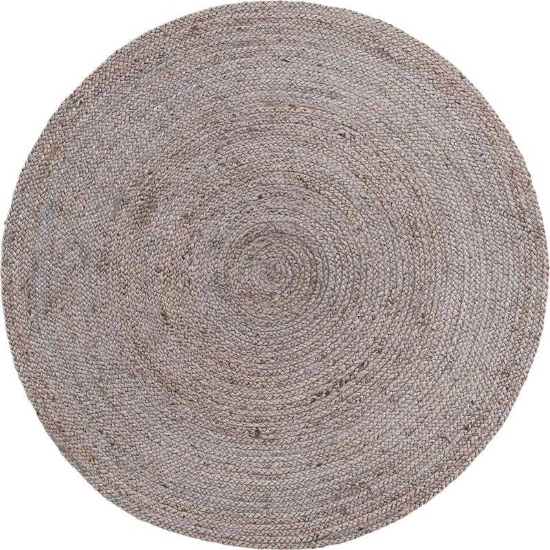 Tapis rond en jute fait à la main gris 0,9 m décor rustique