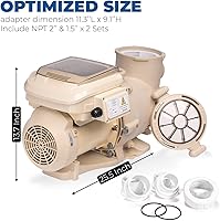 Vista 6 de XtremepowerUS 3.0HP SuperFlow Variable Speed High-Flo Pool Pump In-Ground Pool Energy Efficient 230V, 9,720GPH 1-1/2” & 2” Adapter w/Timer