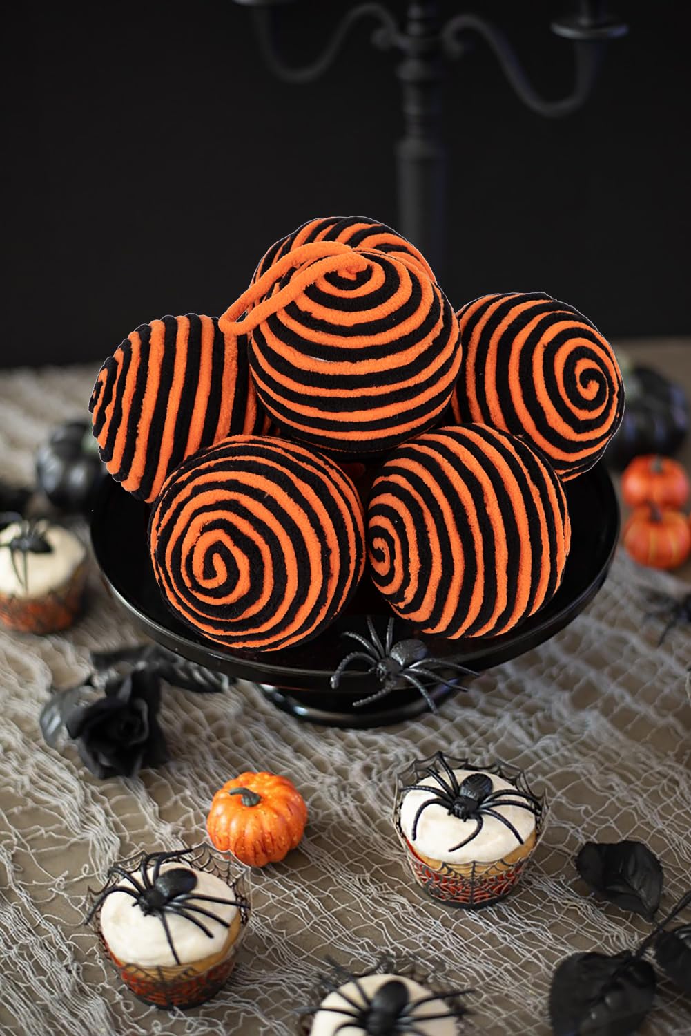 Oairse 10cm Black Orange Christmas Baubles Ornament - Image 4