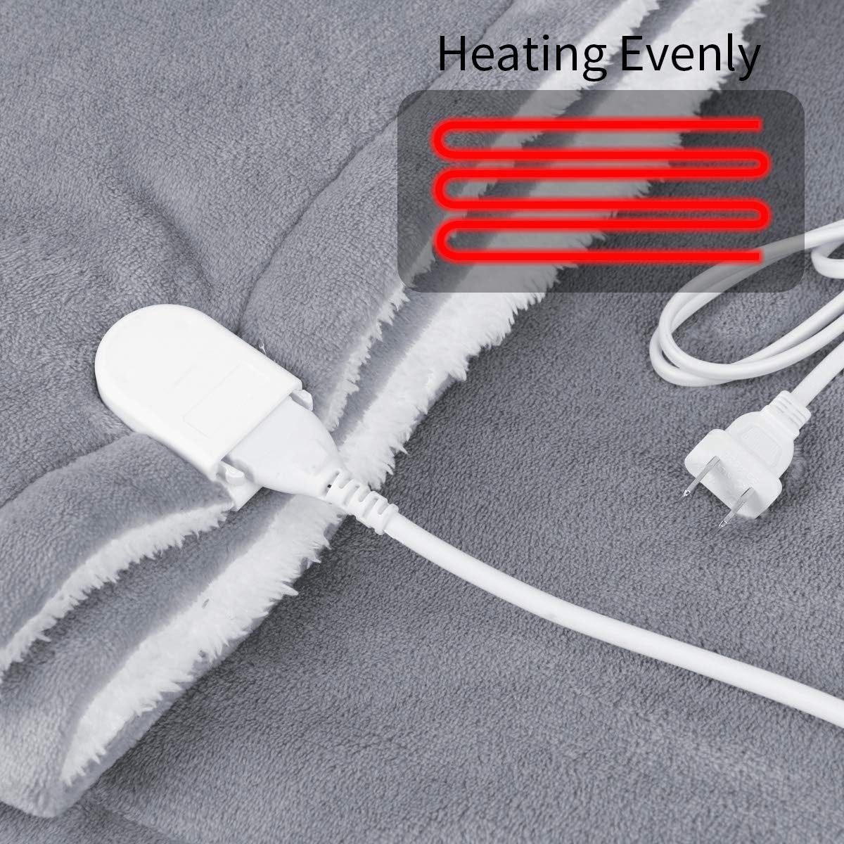 review Electric Heated Blanket Throw, JAQUETEA King Size Heated Blanket with 4 Heating Levels & 10 Hours Auto Off, Fast Heating Extremely Soft Flannel Machine Washable (72