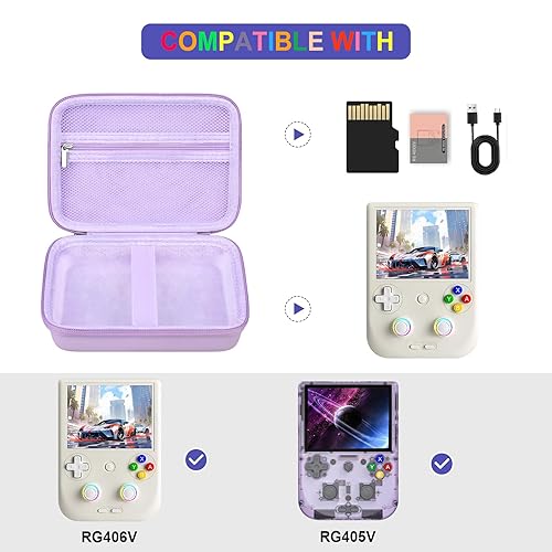 Miniatura 2 de Supmay Hard Carrying Case for RG406V RG405V Handheld Game Console, Retro Game Protective Case with Zipper Mesh Pocket for SD Card, USB Charging