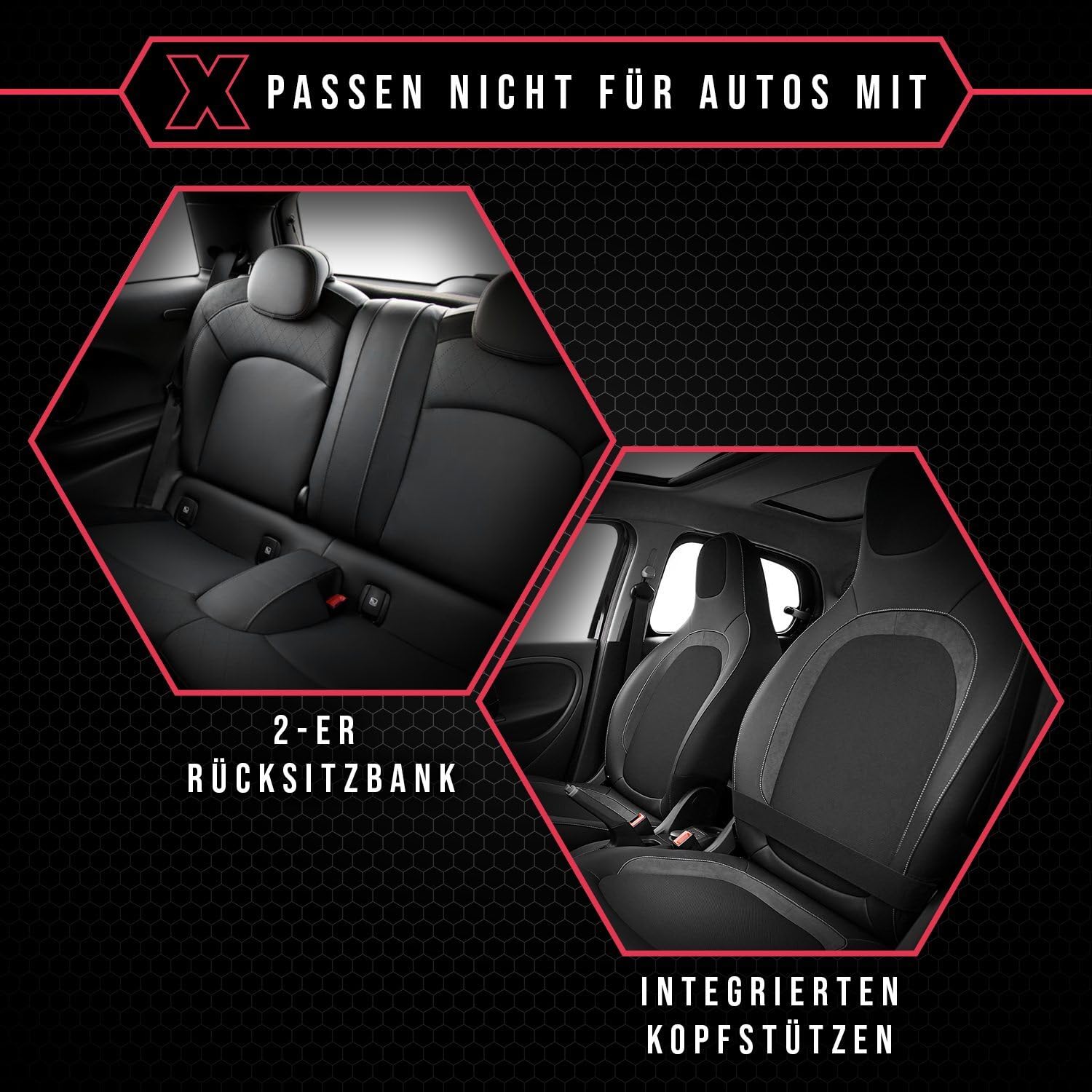 3er Set Saferide Autositzbezüge PKW universal | Auto Sitzbezüge Kunstleder Blau für Airbag geeignet | für Vordersitze und Rückbank | 1+1 Autositze vorne und 1 Sitzbank hinten teilbar 2 Reißverschlüsse