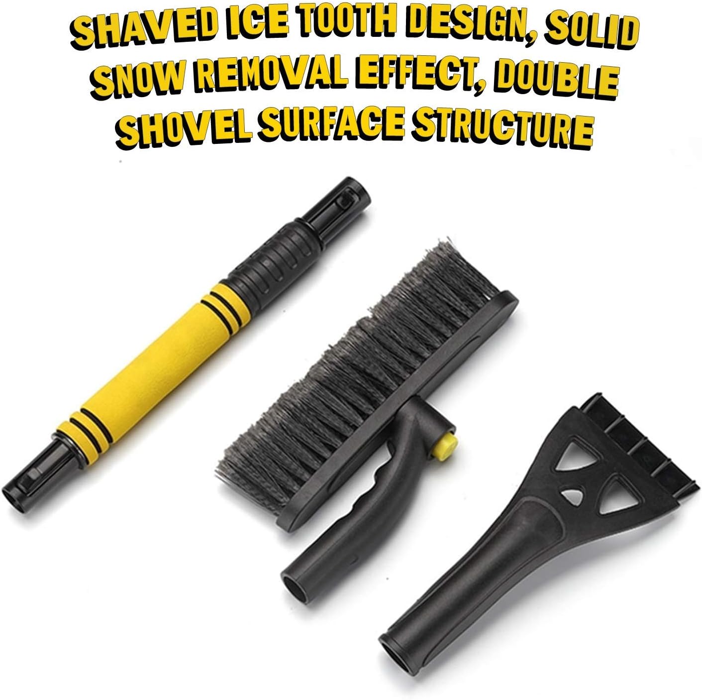 review JOJOY LUX 2022 Ice Scraper for Car Windshield, Retractable Snow Shovel, Extendable Snow Brush Remover with Foam Grip for Car Auto SUV Truck Windows,Yellow