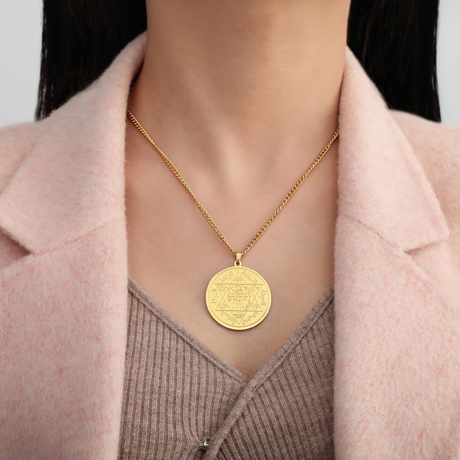 VASSAGO Seal of Solomon Necklace for Women Men Stainless Steel Pentacle Talisman King Solomon Pendant Magic Amulet Jewelry Gift - Image 4