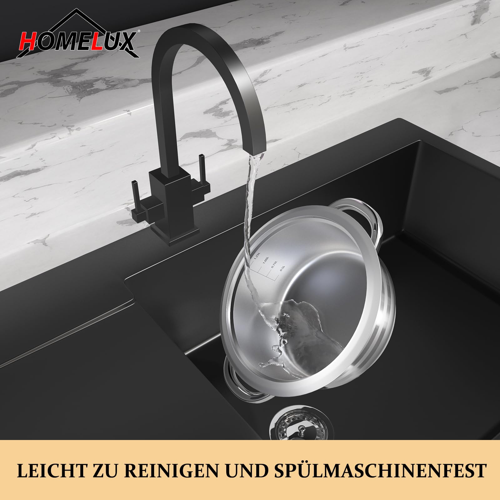 Homelux Edelstahl Topfset Mit Deckel, 10-tlg, 16/18/20/22/24 cm, Induktion | Kochtopf Set Für alle Herdarten, Spülmaschinen-geeignet