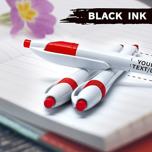 Miniatura 6 de DISCOUNT PROMOS Juego de 50 bolígrafos personalizados con curvas delgadas, paquete a granel personalizado, tinta negra, retráctil, ideal para