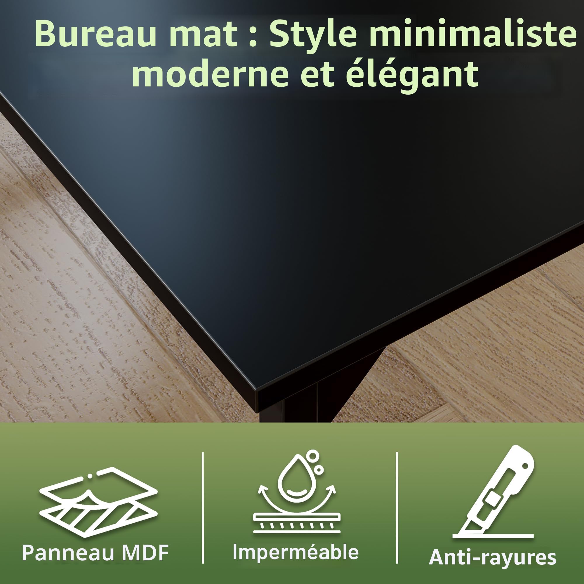 Grandder Bureau d'ordinateur de 100 cm, petit bureau de bureau à domicile pour les études, table d'écriture pour enfants, bureau simple pour PC et jeux, pieds ajustables, noir