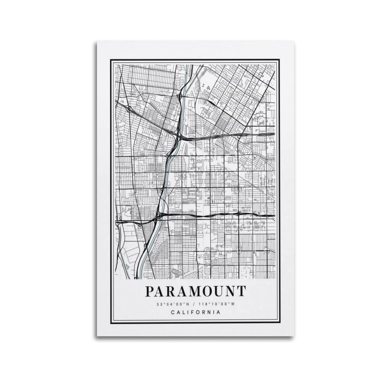 xiaoxiaoshen Paramount California Map Canvas Poster Wall Art Prints Room Aesthetic Murals Bedroom And Living Decorations 20x30inch(50x75cm)