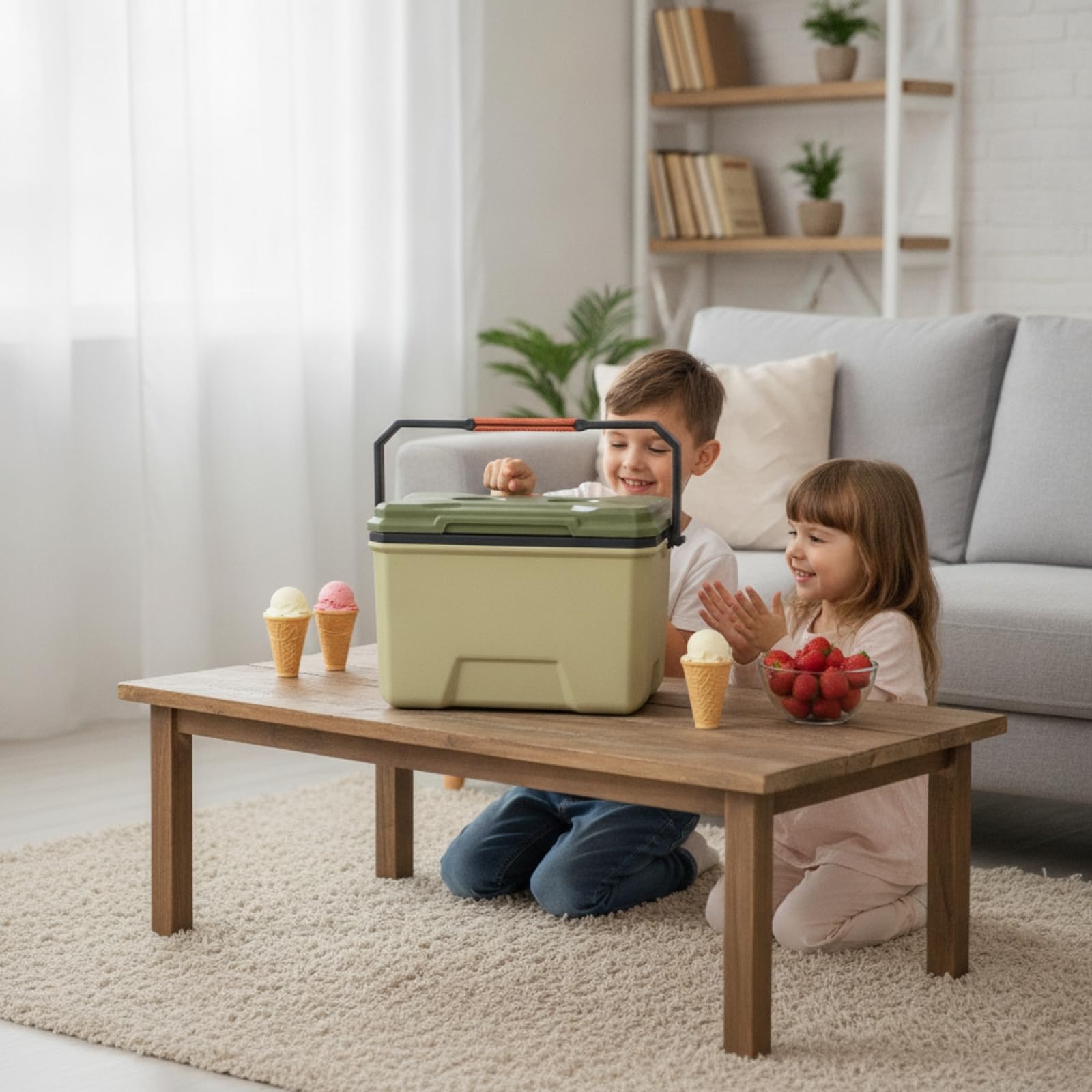 Kühlbox mit Tragegriff tragbar Isolierbox mit Becherhaltern isoliert Kühlbox Deckel für Wohnmobilbesitzer, Outdoor-Begeisterte, Camping, Picknick