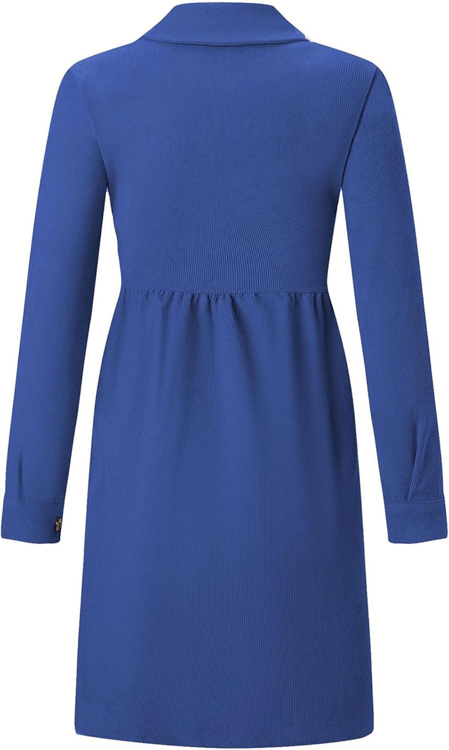 BOFETA Women Button Down Shirt Dress Casual Corduroy Lapel Collar Dress A Line Long Sleeve Dresses - Image 4