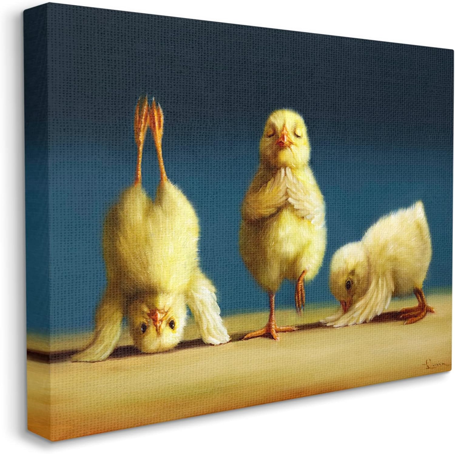 Stupell Industries Yoga Chicks Funny Stretching Poses Farm Animal Painting, Design by Lucia Heffernan Canvas Wall Art, 30 x 24, Yellow