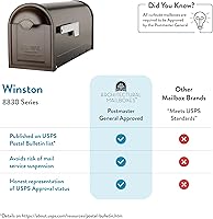 Vista 5 de Architectural Mailboxes 8830RZ-10 Buzón de montaje en poste Winston, bronce frotado