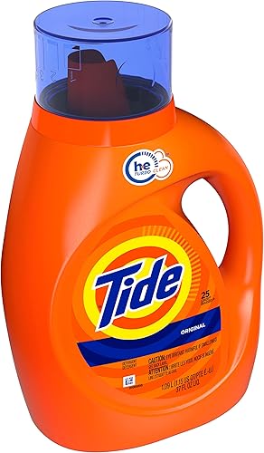 Vista 111 de Tide Detergente líquido para ropa, original, 100 cargas, 146 onzas líquidas, compatible con alta eficiencia