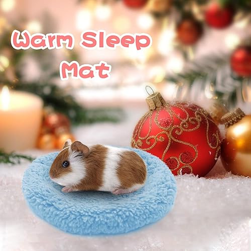 Miniatura 6 de BWOGUE Cama para hámster, alfombrilla redonda de terciopelo cálido para hámster, erizo, ardilla, cobaya, ratas y otros animales pequeños