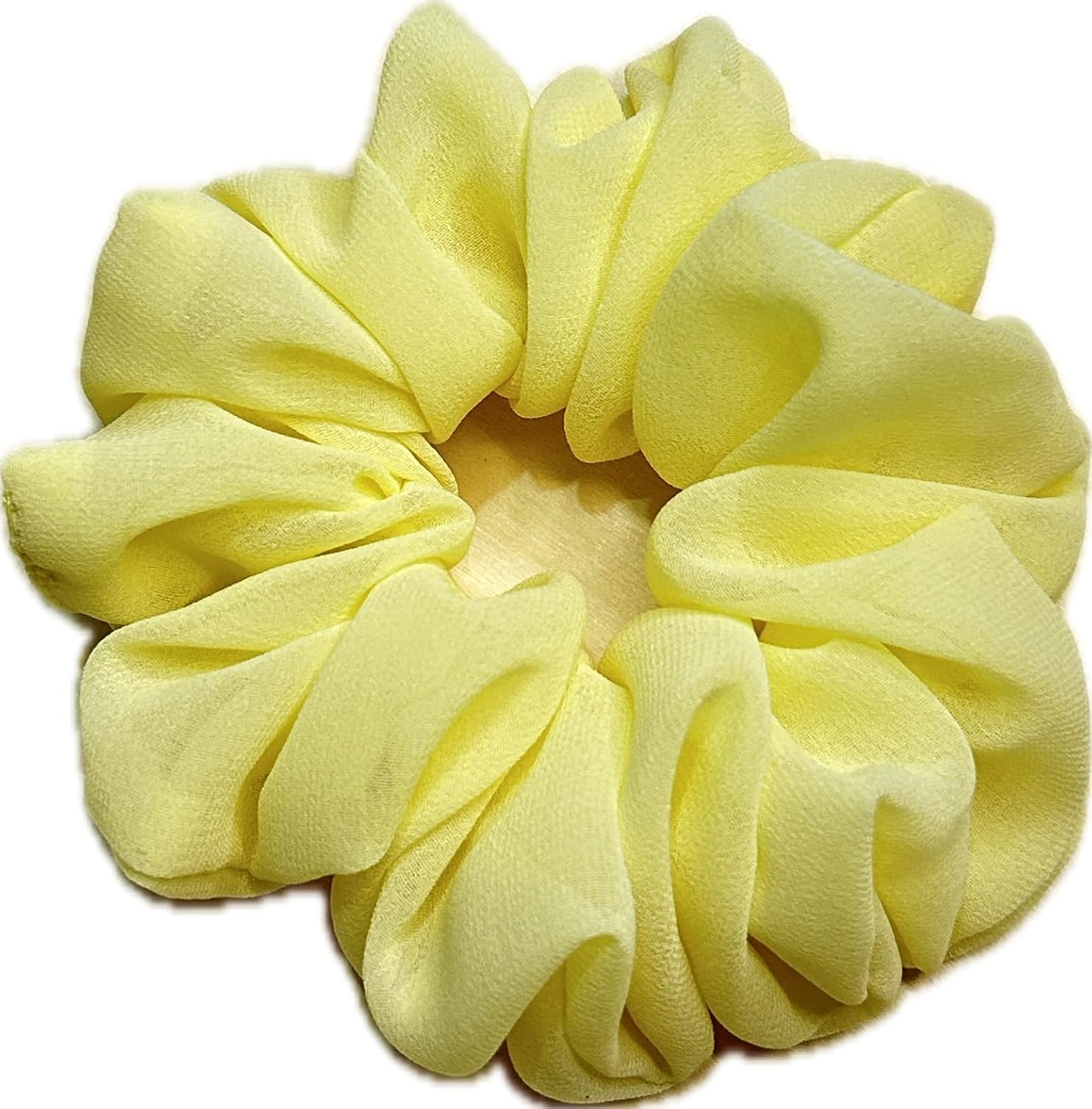 TIANA ACCESSORIEZ – Georgette Scrunchies Pair | Pack of 2 Scrunchies | Scrunchies for Women | Scrunchies for Girls | Gifting Ideas | Good for Hair | Handmade | (Regular, Pale Yellow)