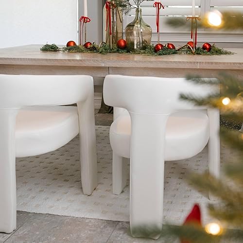 Miniatura 6 de VESCASA Silla de comedor de piel sintética con respaldo abierto, sillón lateral tapizado moderno con 3 patas para cocina, comedor, sala de estar, 1