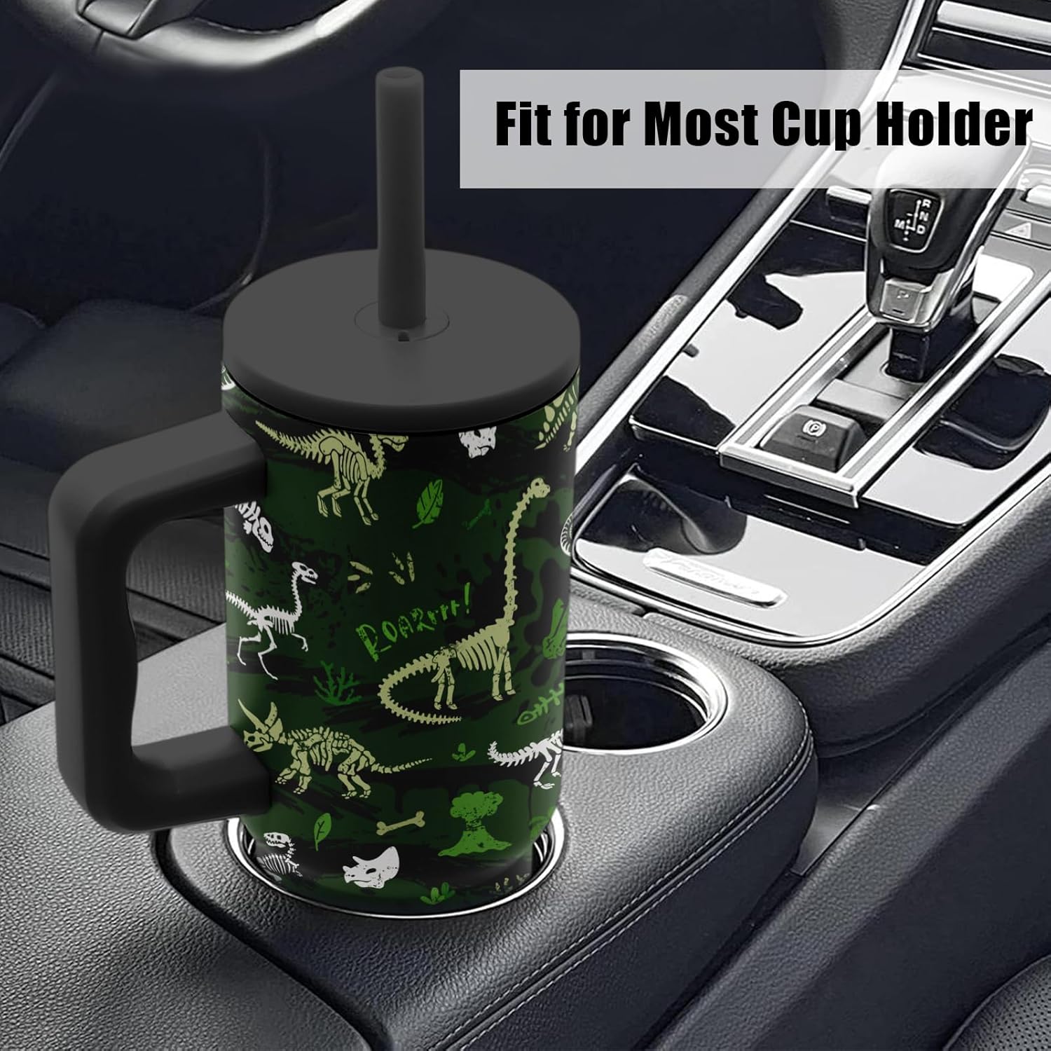 Dinosaur Gifts for Kids, Green Dinosaurs Tumbler with Handle and Straw 24 oz, Stainless Steel Insulated Dino Water Bottle Cup, Birthday Gifts for Teen Little Boys Son Adults - Image 8