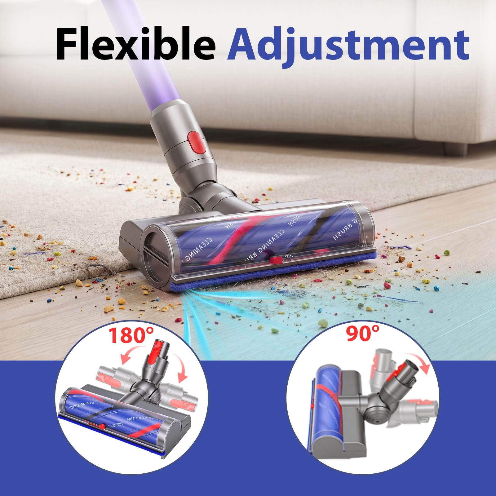 Cepillo Motorizado Compatible con Dyson V7/ V8/ V10/ V11/ V15,Cabezal Direct Drive con Liberacion Rapida,Boquilla Turbina para Aspiradora,para Suelos Duros Alfombras y Limpieza del Hogar (A)