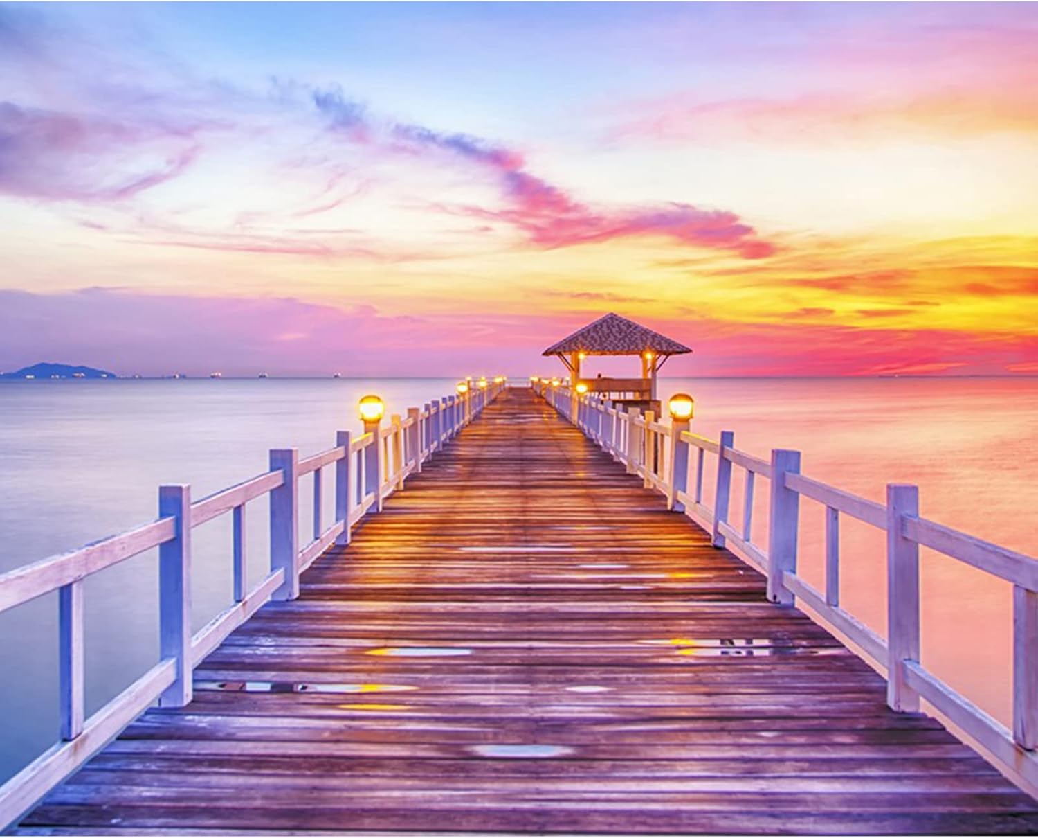 Tucocoo Wooden Bridge Paint by Number for Adults, DIY Digital Oil Painting Kits on Canvas with Brushes and Acrylic Pigment Sunrise Nature Landscape Pictures for Home Wall Decor 16×20 inch (Frameless)