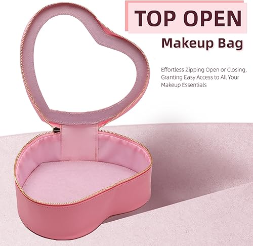 Miniatura 7 de Saikaspotts Bolsa de maquillaje de corazón para mujer, Rosado