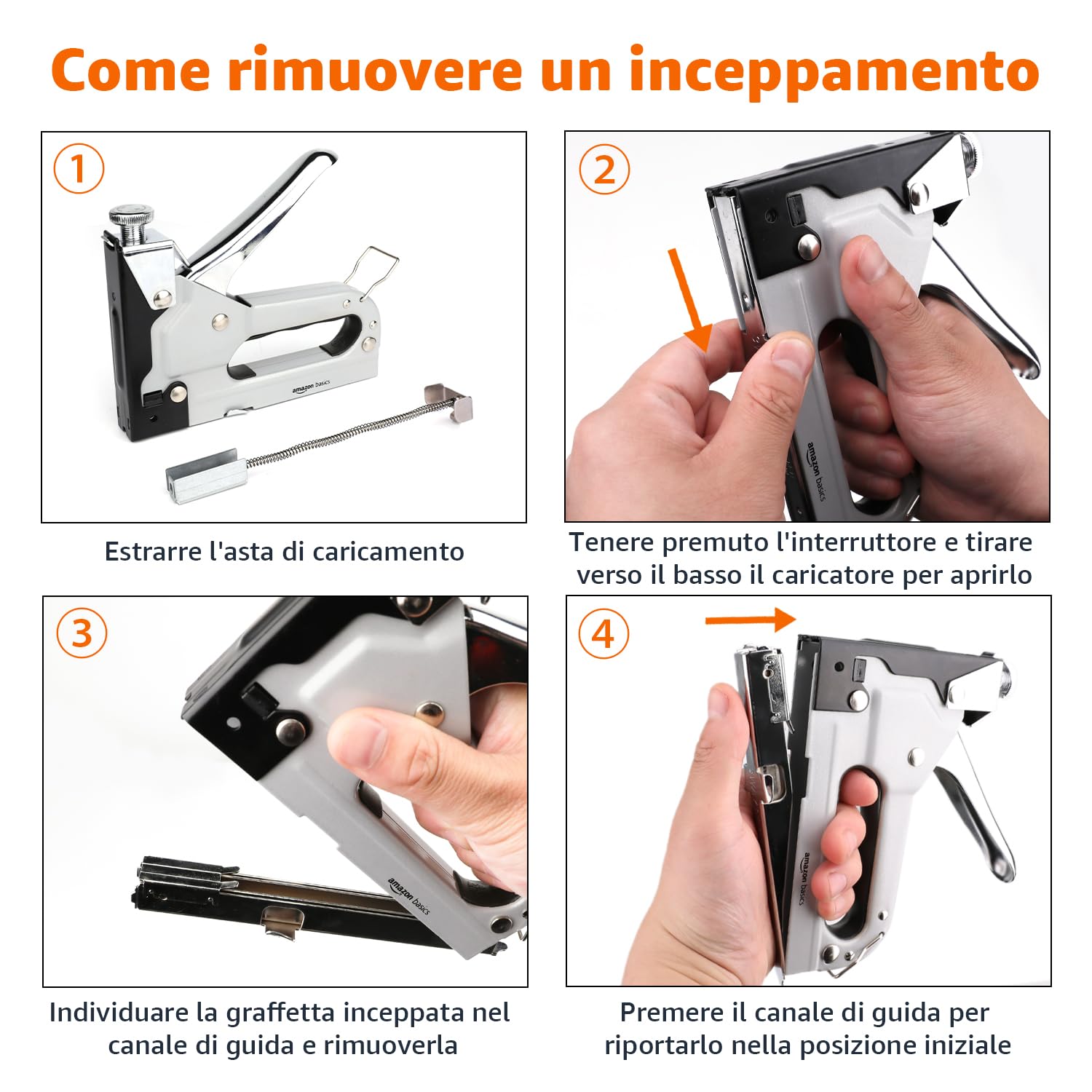 Amazon Basics Graffettatrice robusta, sparapunti 3 in 1 con 600 graffette, per tappezzeria, riparazioni domestiche, falegnameria, decorazioni e mobili, Grigia