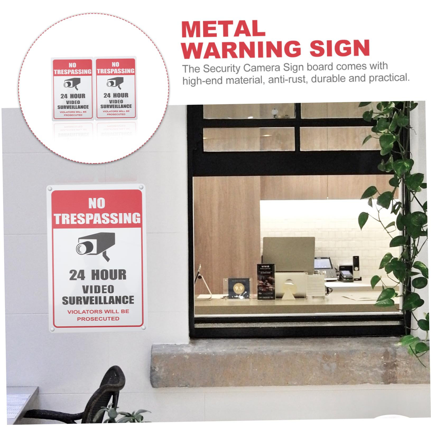 PRETYZOOM 10 Piezas Cartel Metálico de Videovigilancia Señal de Seguridad Clara y Resistente Placa de Advertencia para Tienda Exterior Interior Resistente la Oxidación y Fácil de Instalar