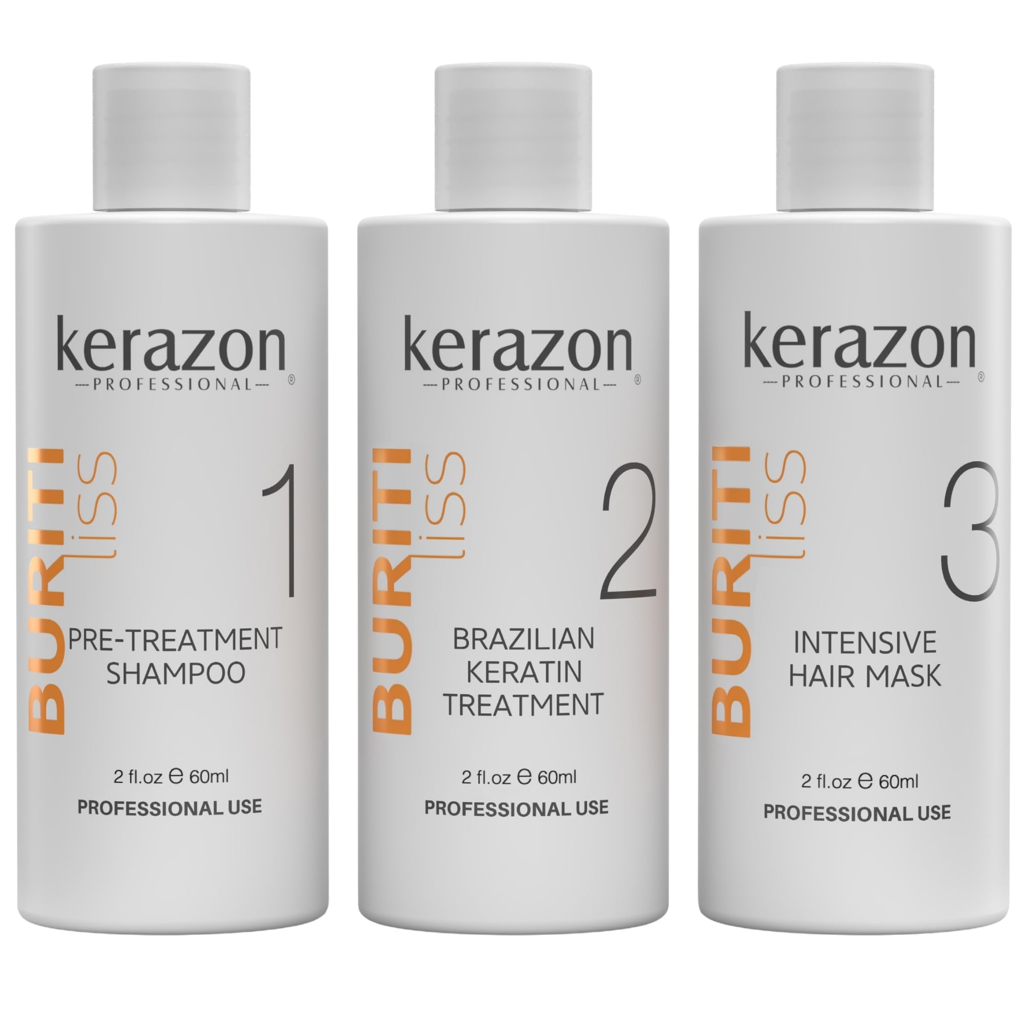 KERAZON Brazilian Keratin Treatment Buriti Liss Kit 2oz/60ml - At Home Keratin Treatment Smoothing and Straightening - Keratina para Alisar el Pelo - For All Hair Types Original Kit 2 Ounce